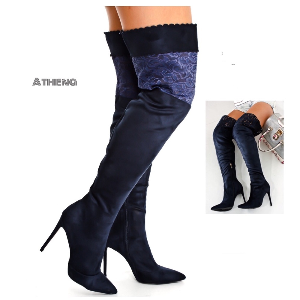 Women's Over The Knee Denim Stiletto Boots
